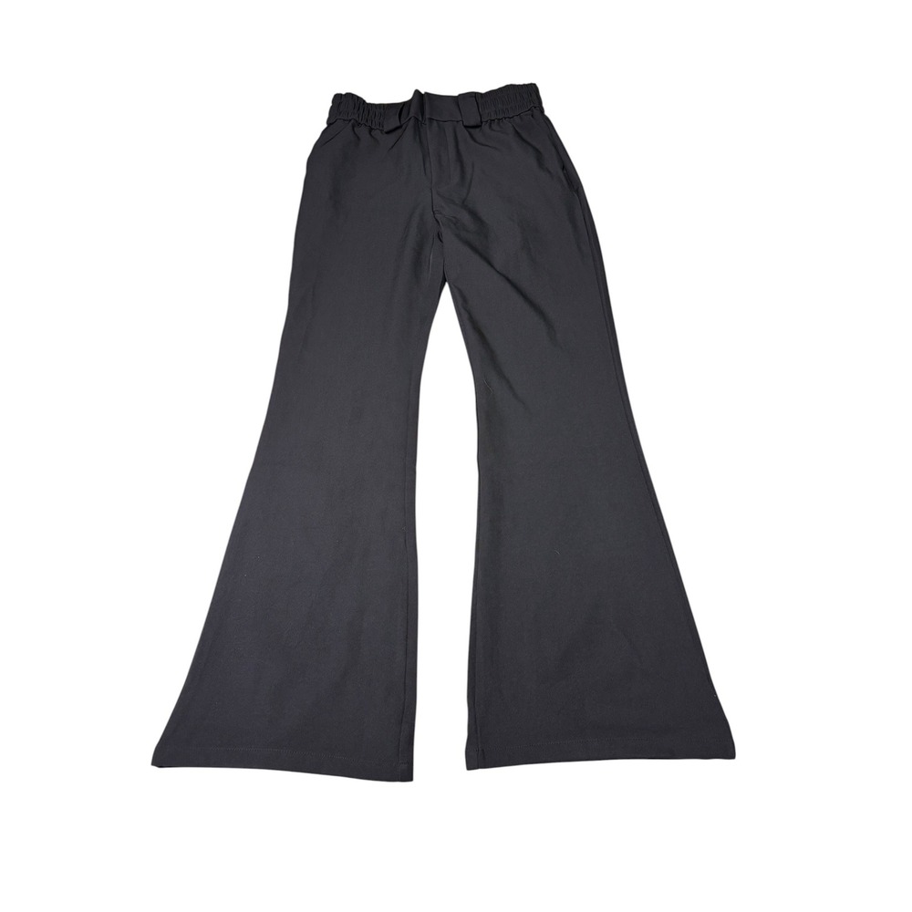 Orttu Womens‎ Black High Waisted Flare Wide Leg Trousers Elastic Waist Pants